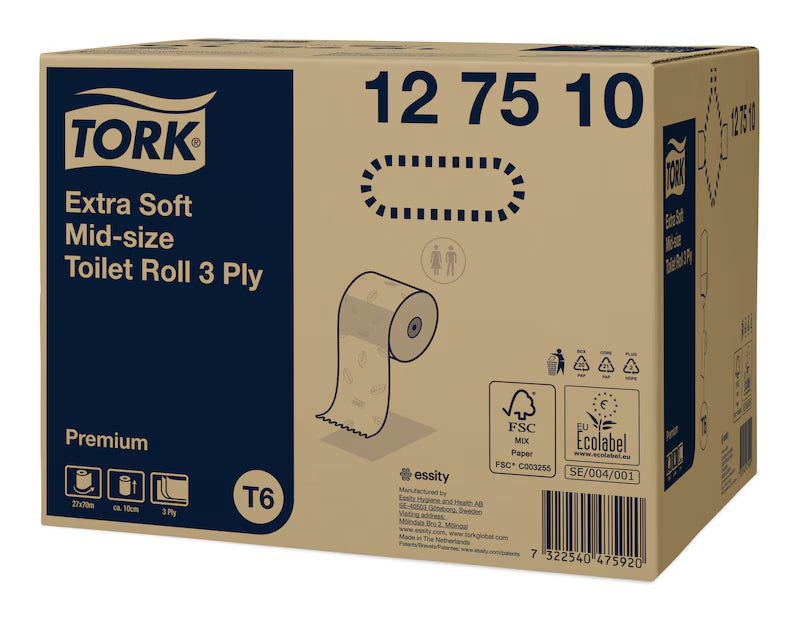 Tork Mid-size Toiletpapier Premium 3-laags - 27 Rollen x 70 Meter T6 (127510)