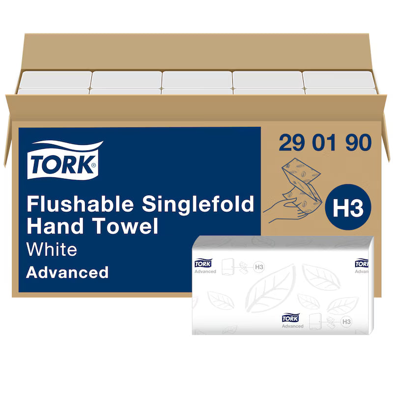 Tork Z-Vouw Handdoek Flushable 2-laags 23x23cm 3750 stuks H3 (290190)