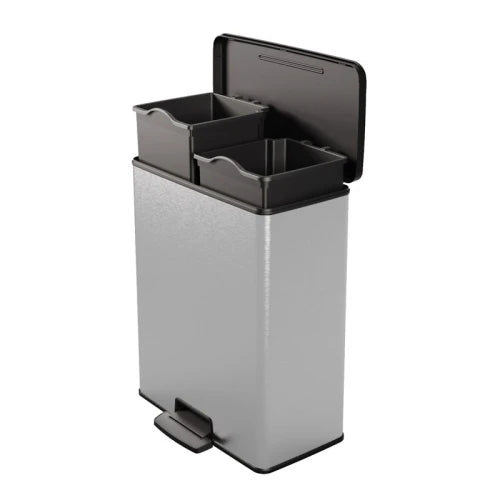 Curver Pedaalemmer Decobin Duo 2x26 Liter Zilver