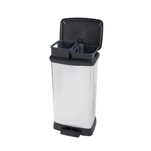 Curver Pedaalemmer Decobin Duo 2x23 Liter Zilver