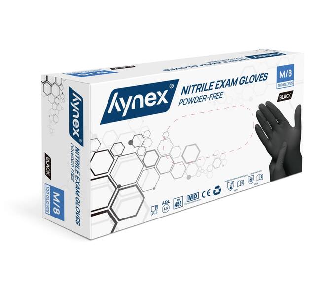 Nitril Handschoenen Hynex Ongepoederd Zwart (M) 100 stuks