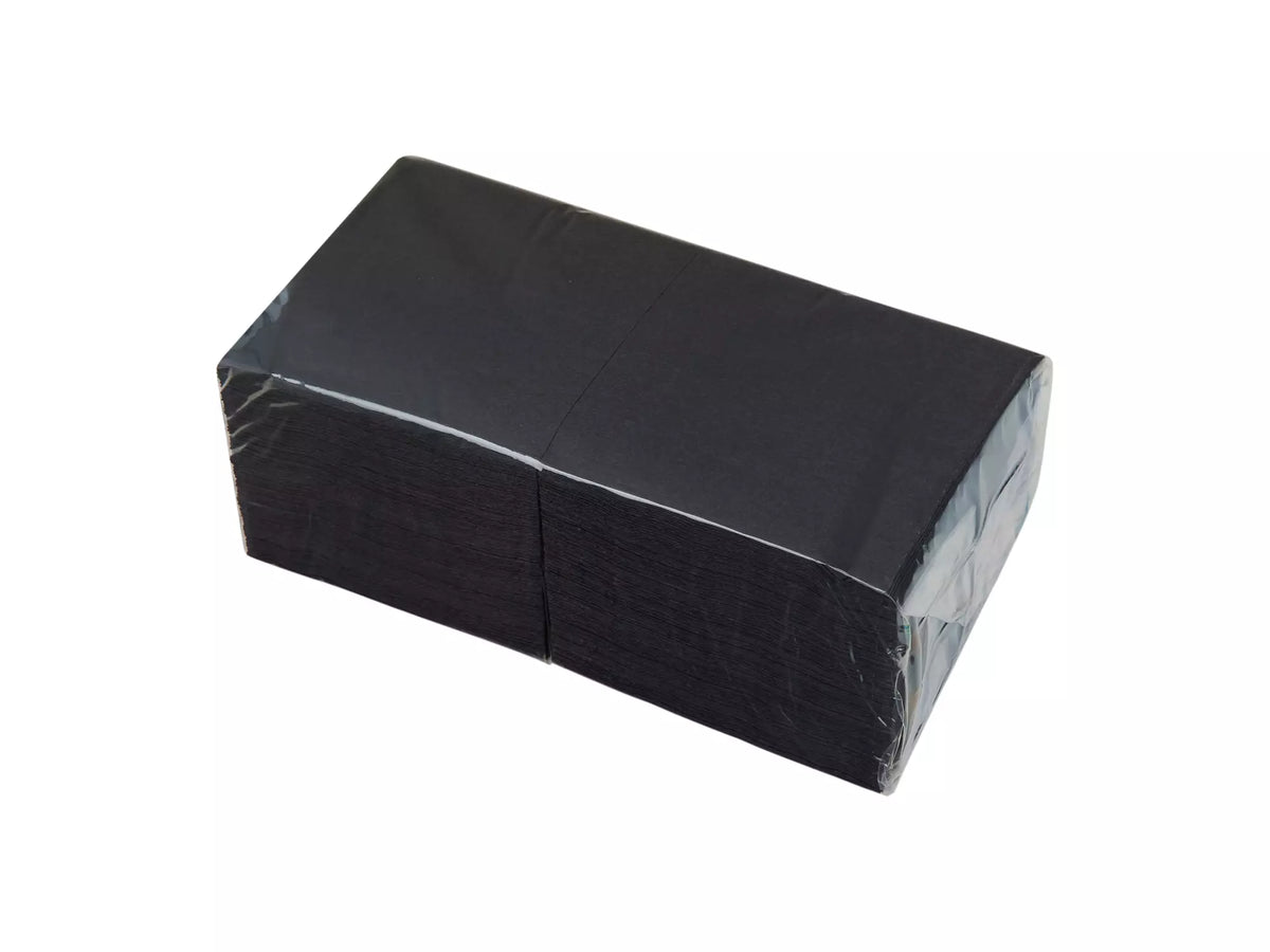 Servetten 1/4 vouw 24x24cm 2-laags zwart (158024)