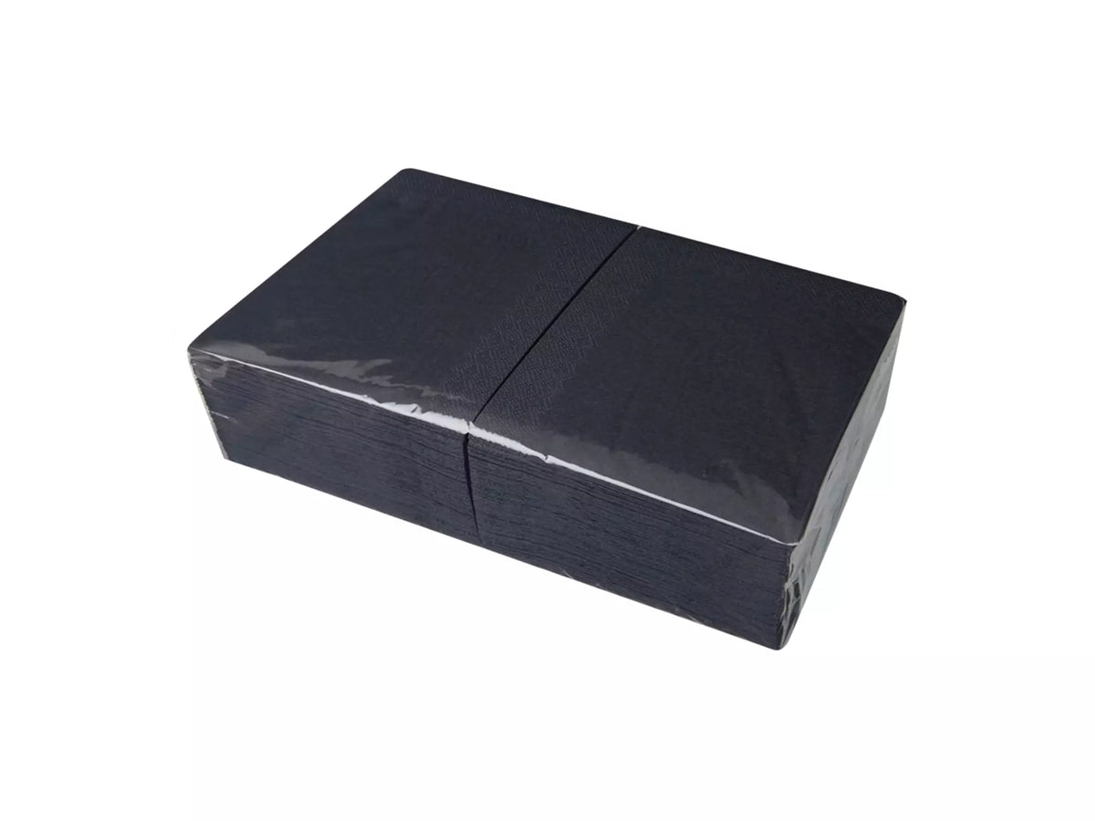 Servetten 1/4 vouw 33x33cm 2-laags zwart (158032)