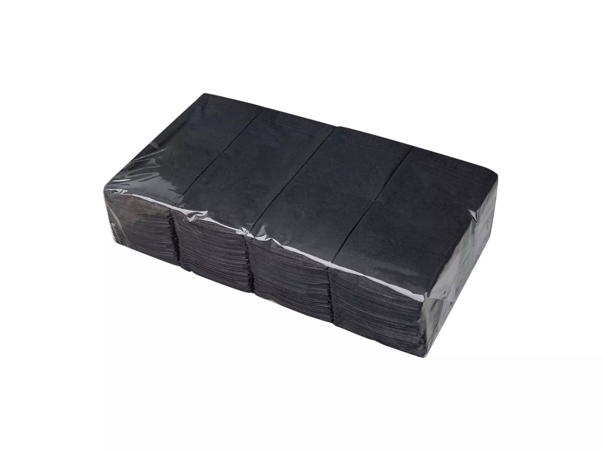 Servetten 1/8 vouw 40x40cm 2-laags zwart (158040)