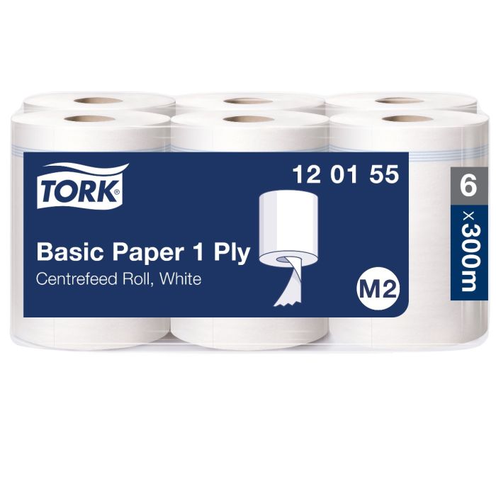 Tork Basic Centerfeed Poetspapier Midi 1-laags - 6 Rollen x 300 Meter M2 (120155)