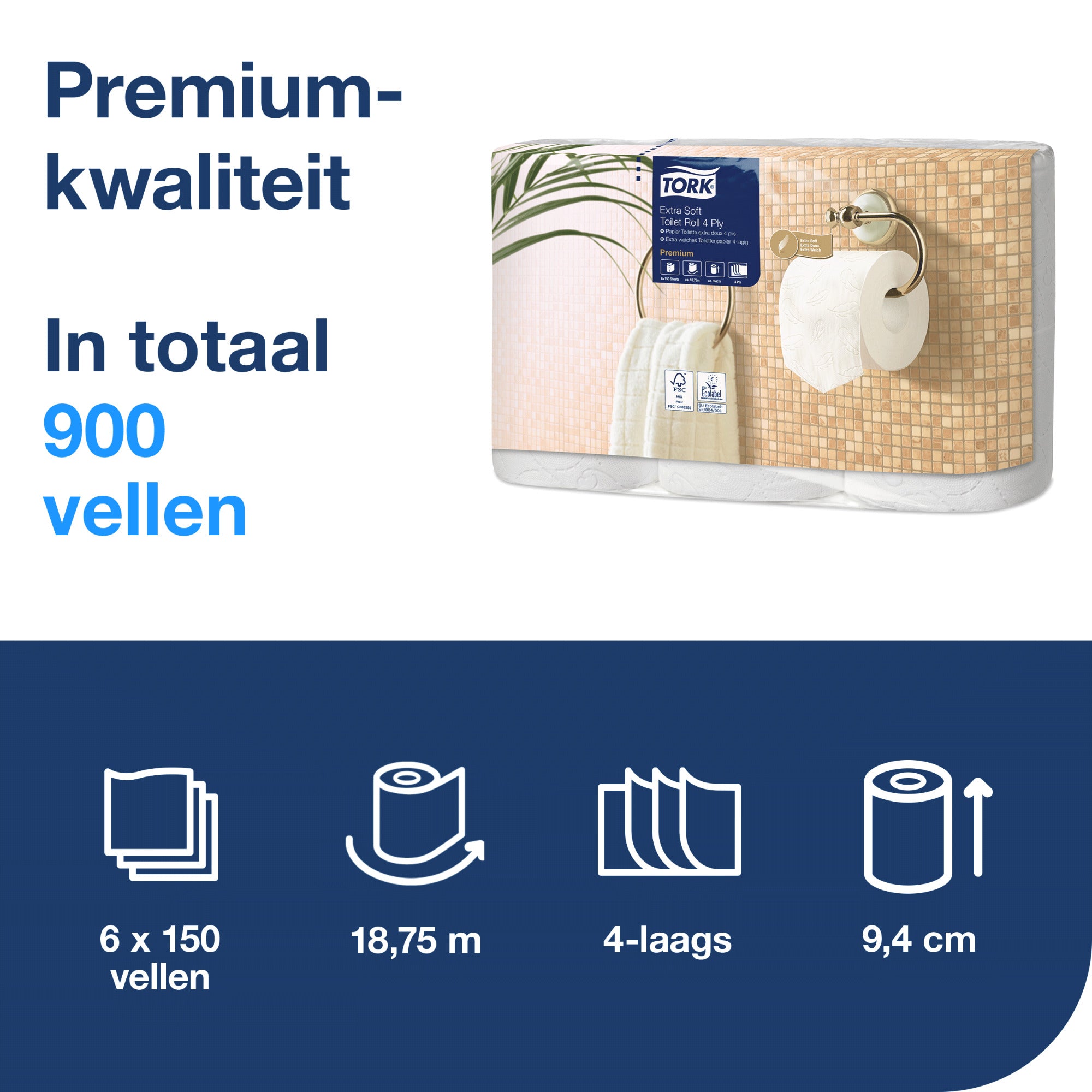 Tork Extra Zacht Traditioneel Toiletpapier Premium 4-laags - 42 Rollen x 153 Vel T4 (110406)