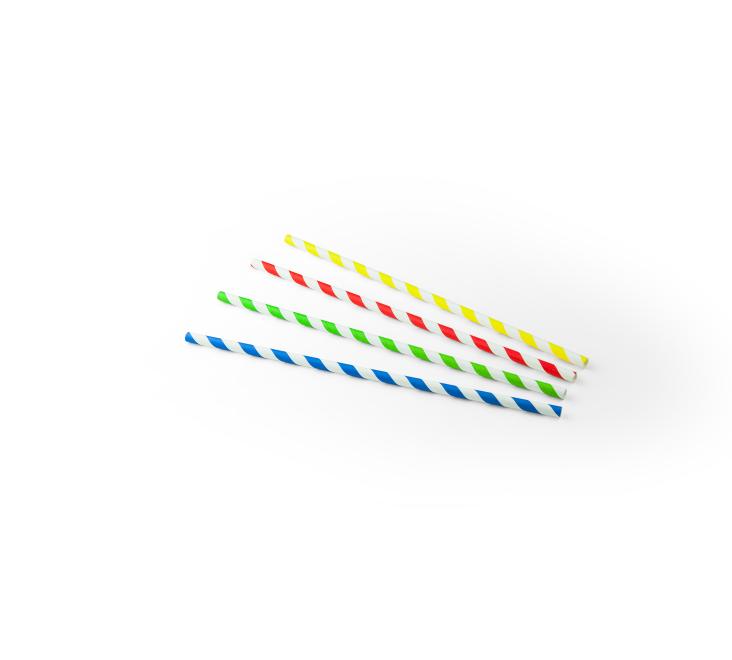 Drinkrietje papier (FSC®) Kleurenmix 23cm Ø6mm 24x100 stuks