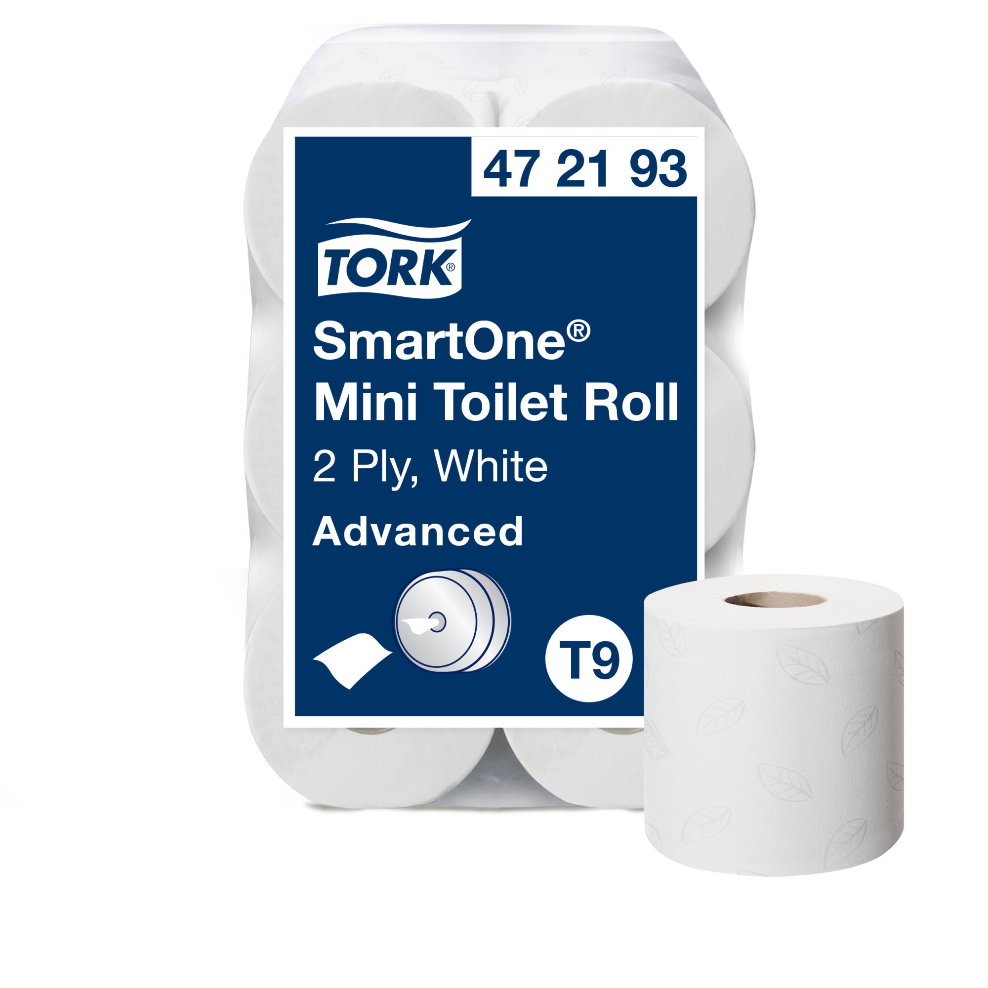 Tork SmartOne® Mini Toiletpapier 2-laags - 12 Rollen x 620 Vel T9 (472193)