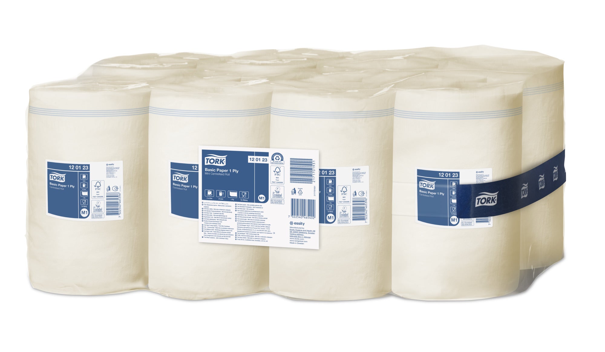 Tork Basic Mini Centerfeed Poetspapier 1-laags - 11 Rollen x 120 Meter M1 (120123)