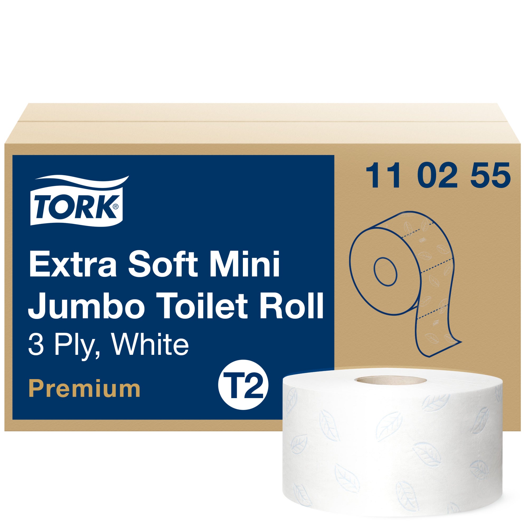 Tork Extra Zacht Mini Jumbo Toiletpapier Premium 3-laags - 12 Rollen x 120 Meter T2 (110255)