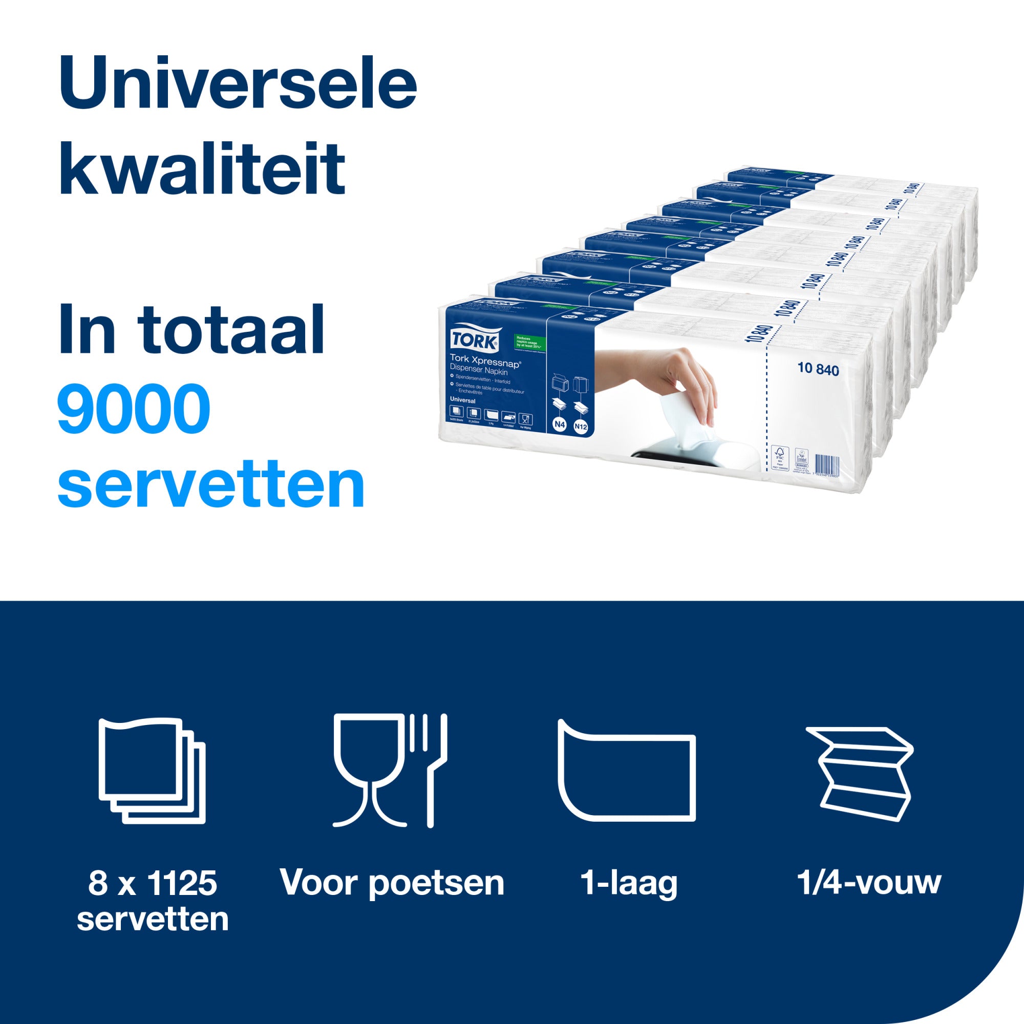 Tork Xpressnap® Dispenserservet 1-laags - 9000 servetten N4 (10840)