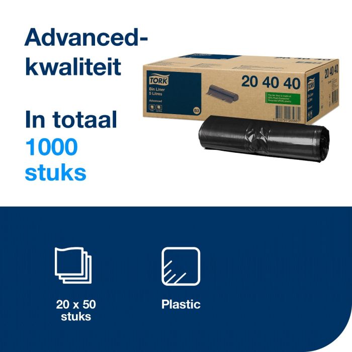 Tork Afvalzakken 33x40cm Zwart 1000 stuks B3