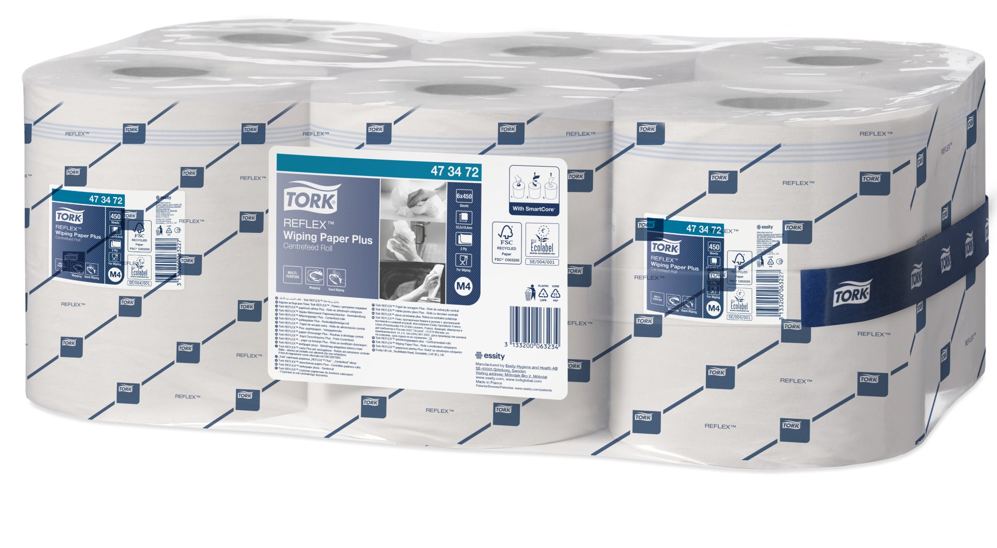 Tork Reflex™ Plus Centerfeed Poetspapier 2-laags - 6 Rollen x 150 Meter M4 (473472)
