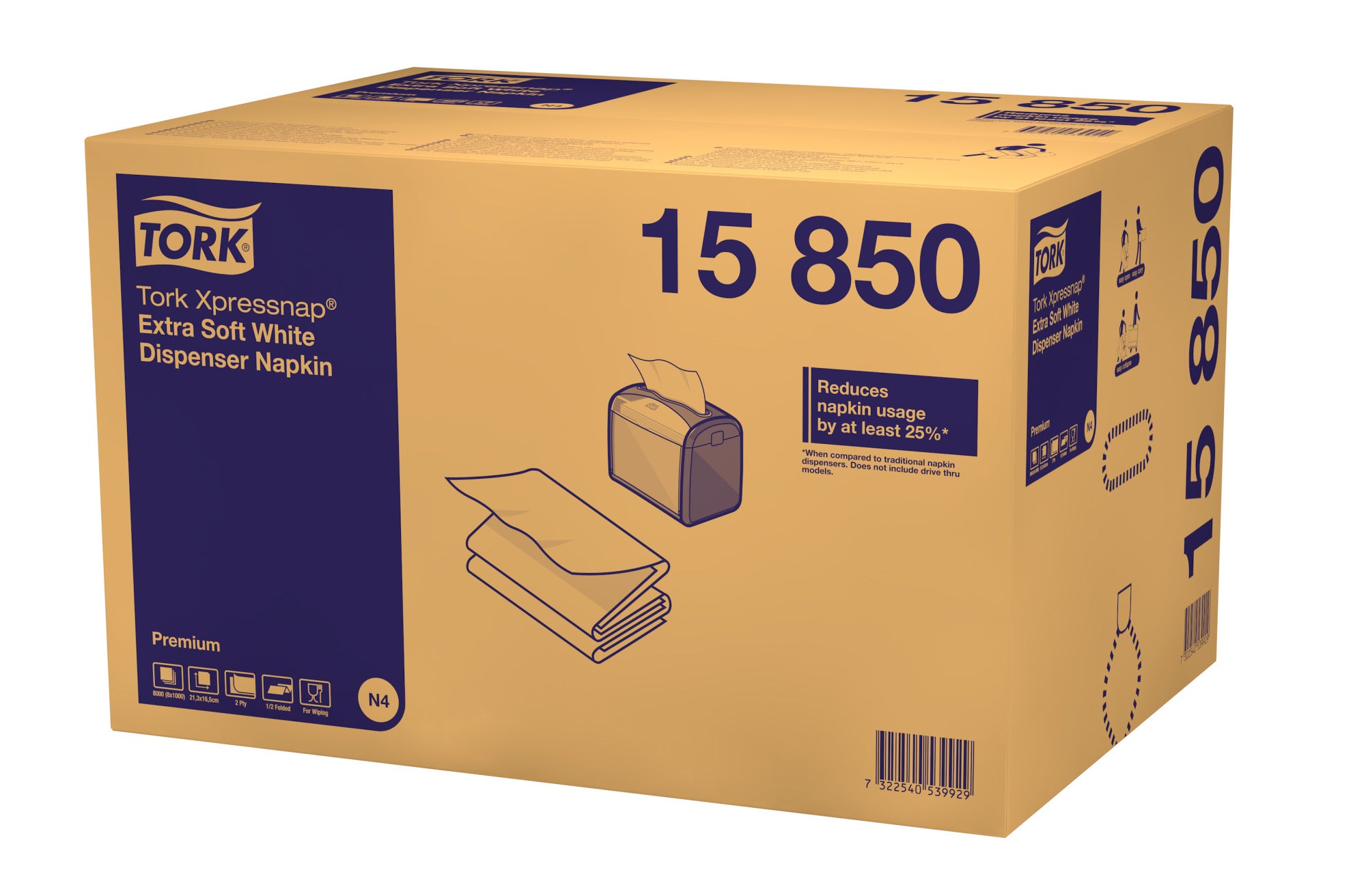 Tork Xpressnap® Extra Zachte Dispenserservet 2-laags - 8000 servetten N4 (15850)