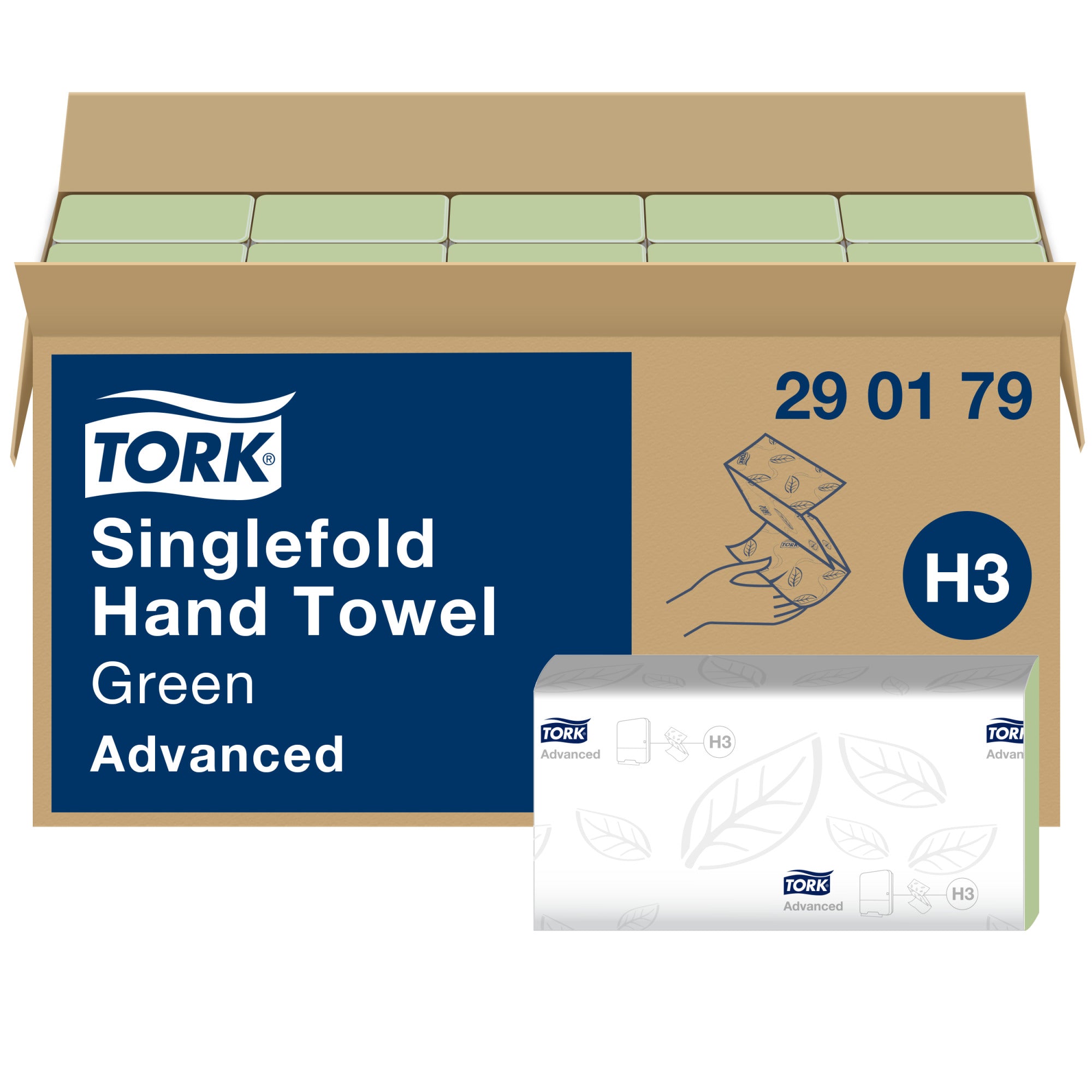 Tork Z-Vouw Handdoek Groen 2-laags 23x25cm 3750 stuks H3 (290179)