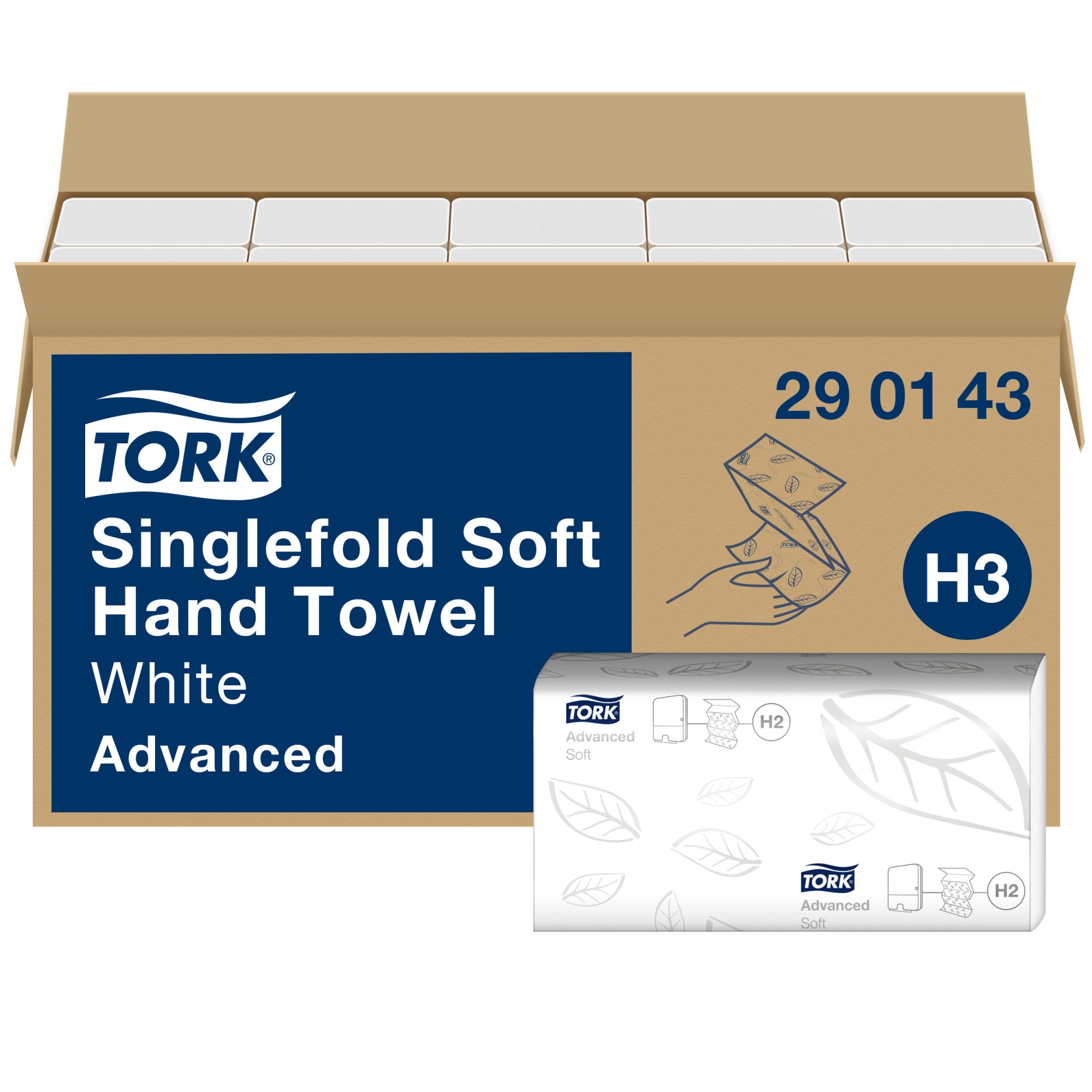 Tork Z-Vouw Handdoek 2-laags 23x23cm 3750 stuks H3 (290143)