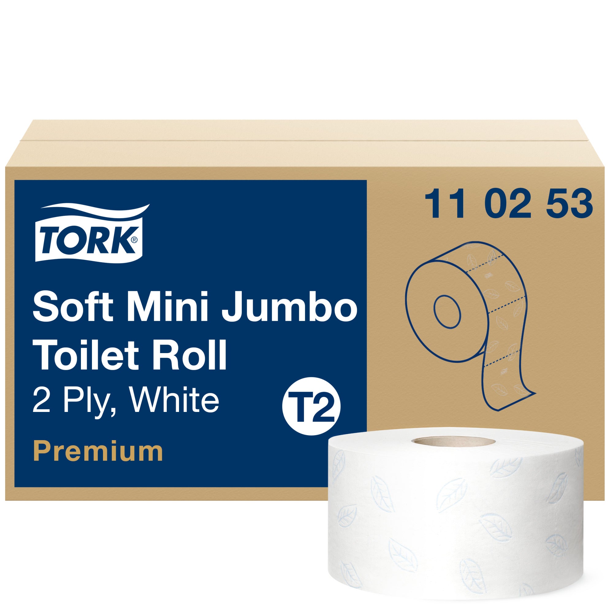 Tork Zacht Mini Jumbo Toiletpapier Premium 2-laags - 12 Rollen x 170 Meter T2 (110253)