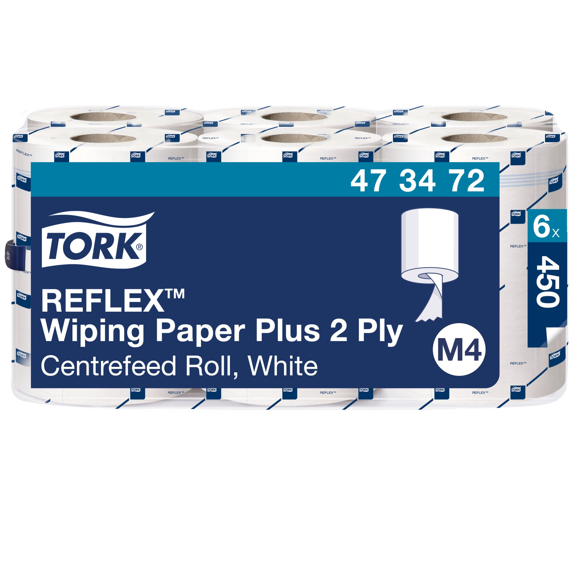 Tork Reflex™ Plus Centerfeed Poetspapier 2-laags - 6 Rollen x 150 Meter M4 (473472)