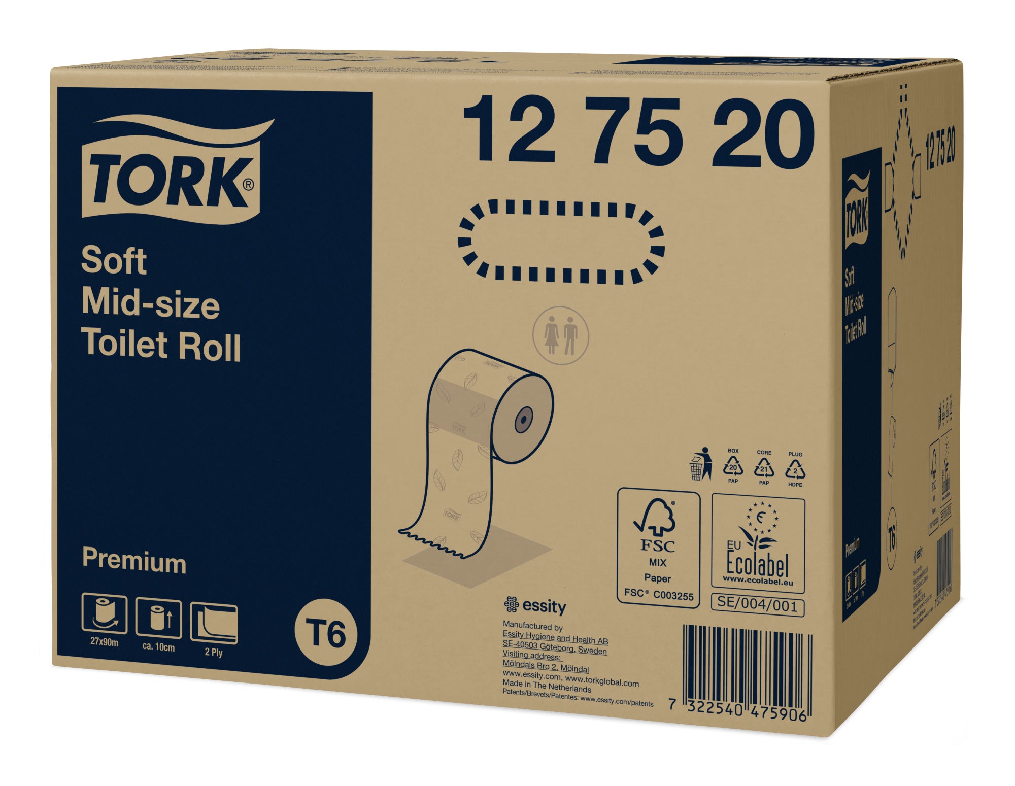 Tork Mid-size Toiletpapier Premium 2-laags - 27 Rollen x 90 Meter T6 (127520)