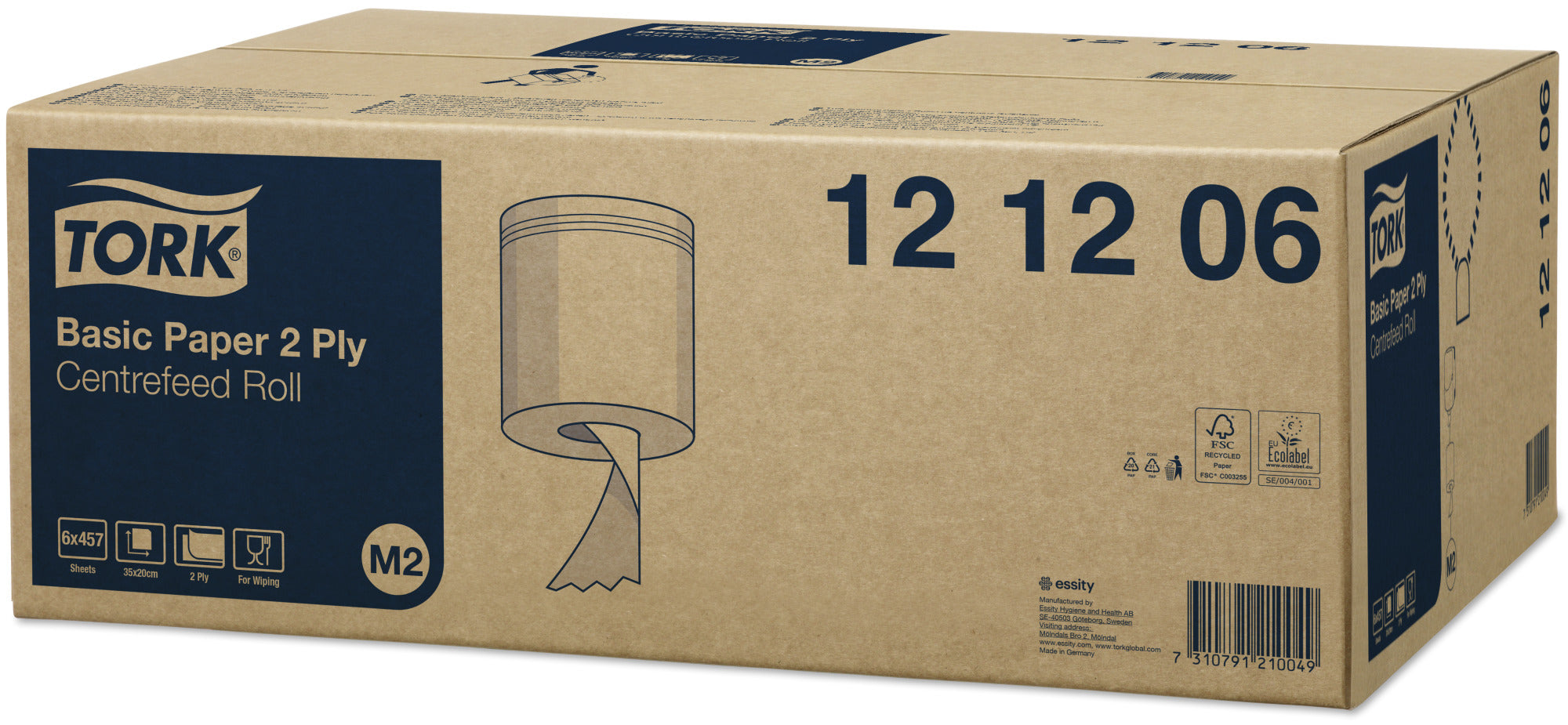 Tork Basic Centerfeed Poetspapier Midi 2-laags - 6 Rollen x 160 Meter M2 (121206)